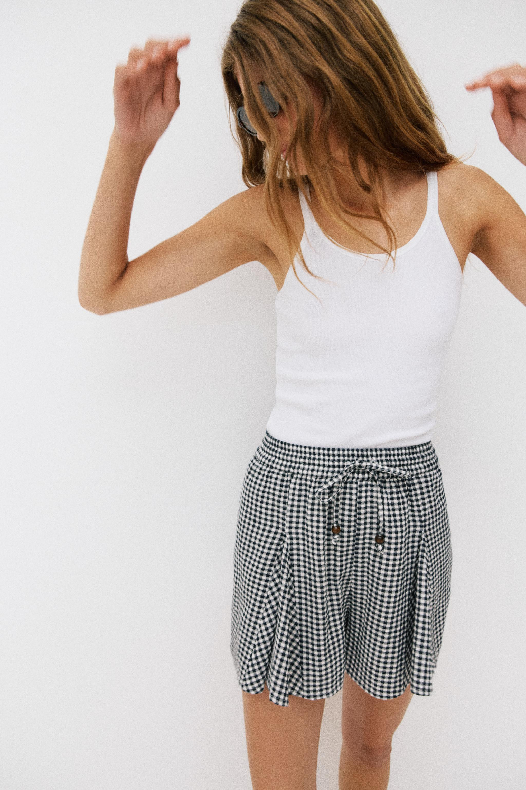 GINGHAM CHECK SKORT WITH RUFFLES | Zara US