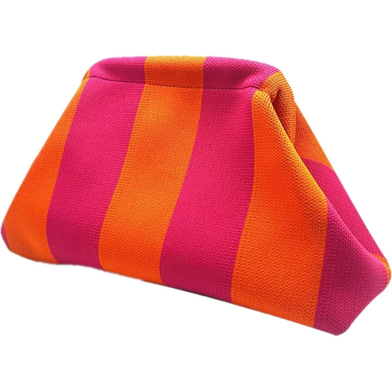 CAILDANL Clutch Purses for Women 2025 Summer Beach Woven Crochet Bag Dumpling Striped Ruched Clou... | Walmart (US)