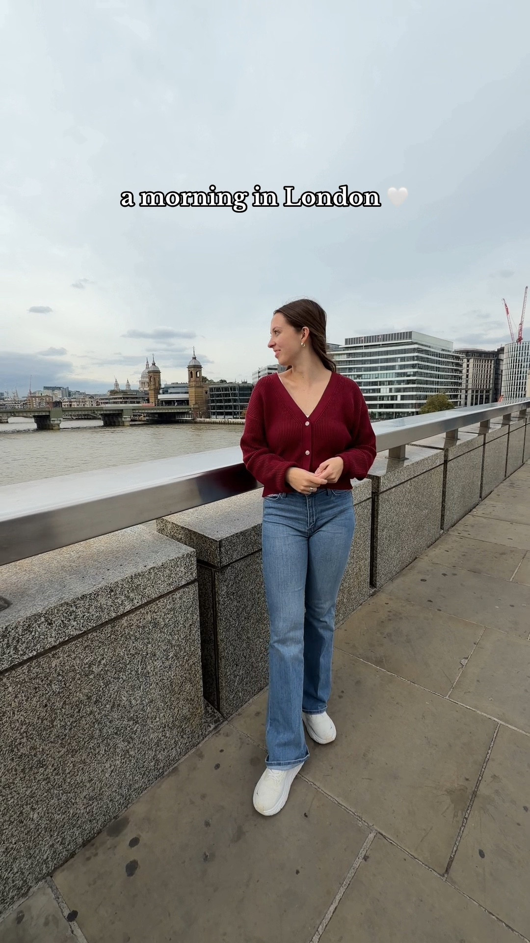 the perfect london outfit for a chilly fall day. A cute red cardigan with jeans and sneakers for a fall London day🤍

#LTKFindsUnder100 #LTKSeasonal #LTKTravel