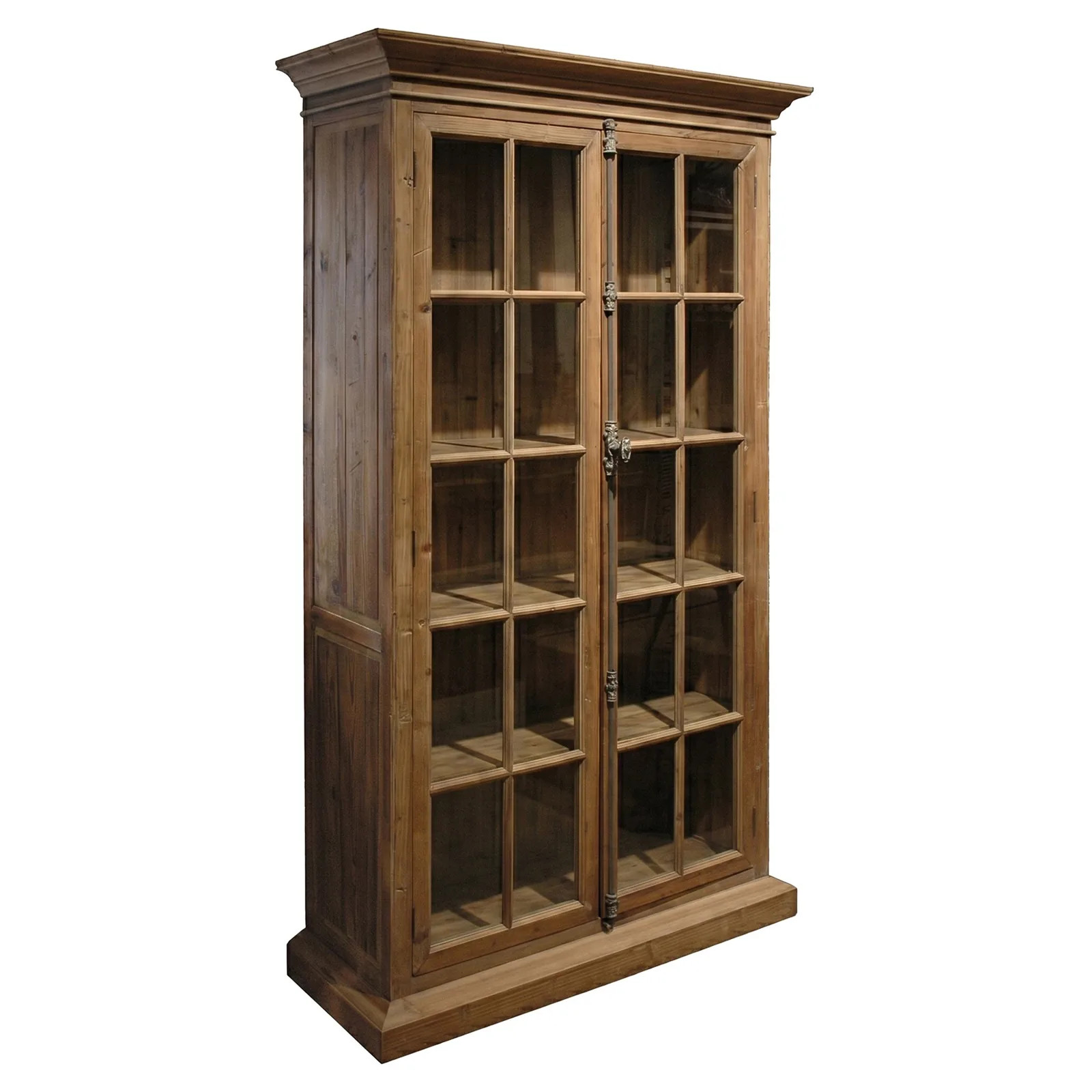 Langdon Updated Traditional Brown Reclaimed Pine Display Cabinet | Kathy Kuo Home