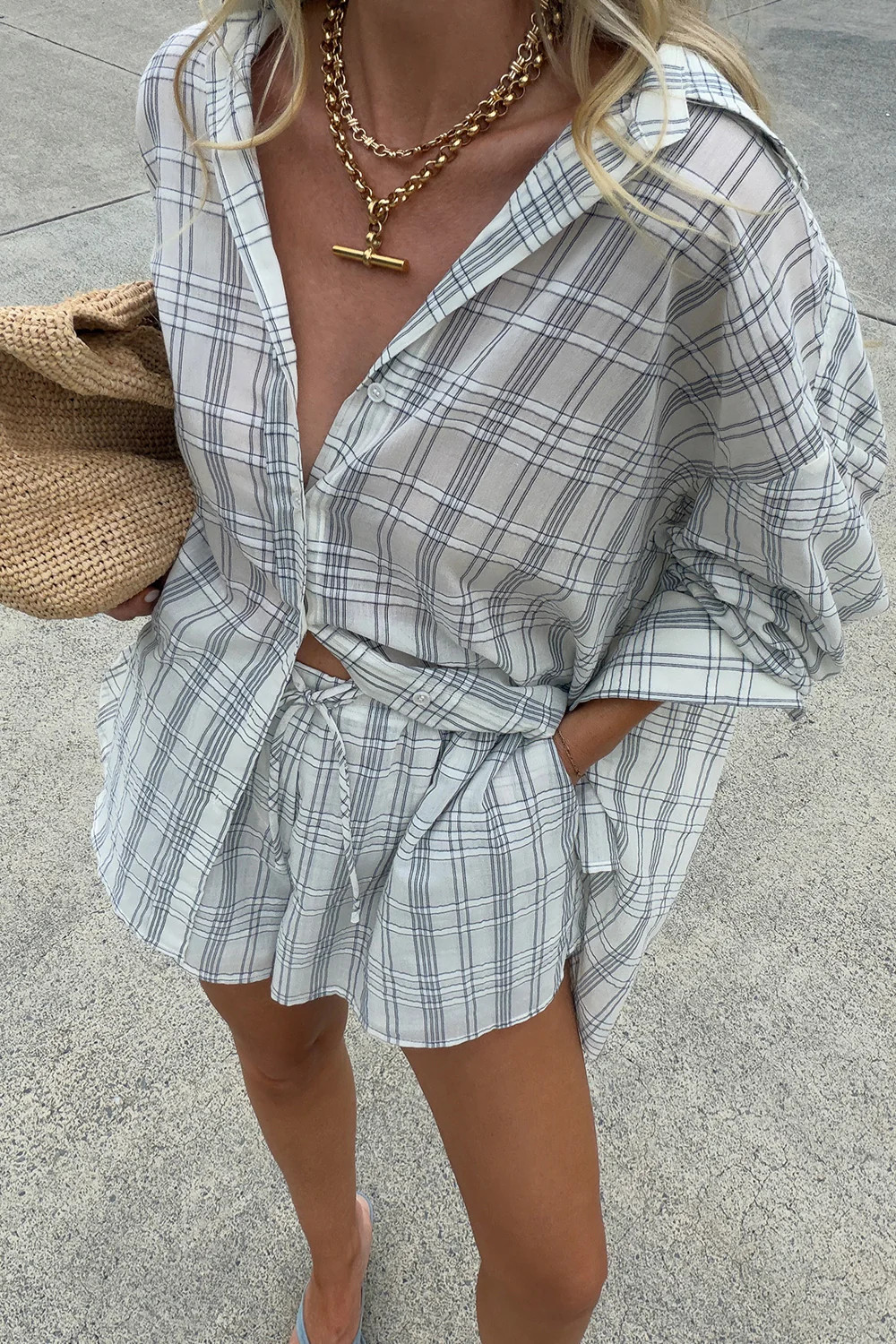 PETRA OFF WHITE CHECK SHIRT | DISSH