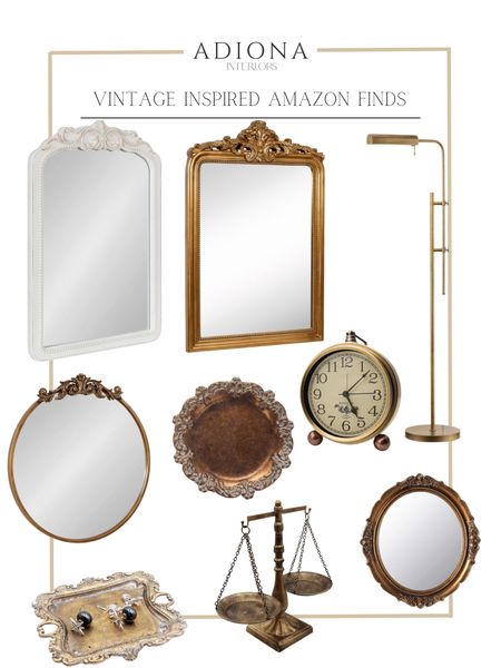 Vintage inspired Amazon finds 

Home decor, mirror, ornate wall mirror, clock, floor lamp, decorative tray 

#LTKhome #LTKSeasonal #LTKsalealert