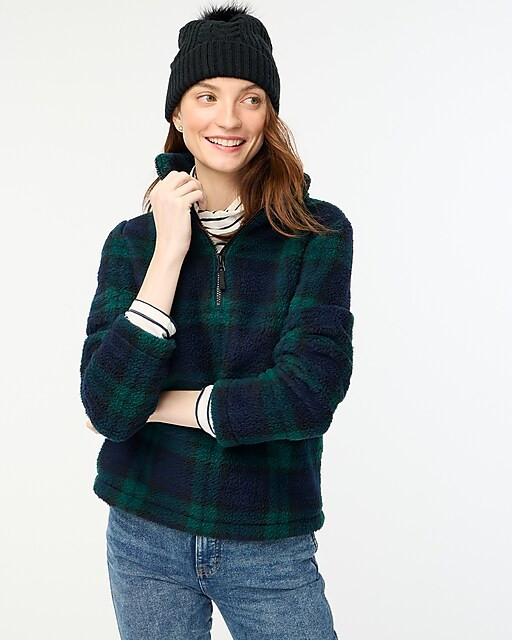 Black Watch plaid sherpa half-zip pullover | J.Crew Factory