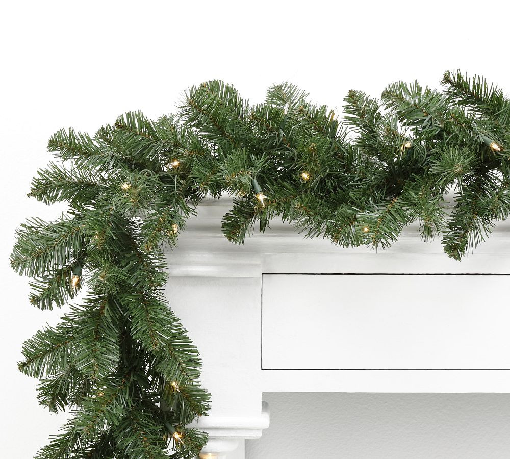 Faux Noble Fir Garland with Clear Lights - Set of 2 | Pottery Barn (US)