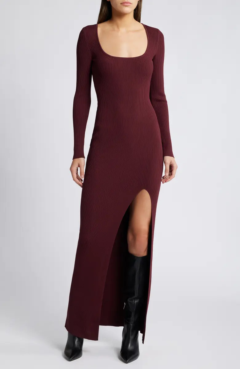 Good American Virgo Long Sleeve Rib Sweater Dress | Nordstrom | Nordstrom