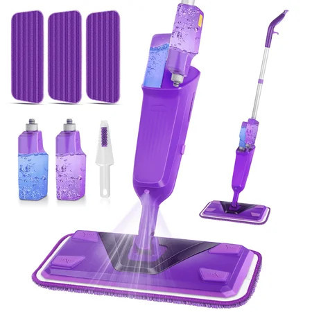 MYSPRI Microfiber Spray Mops for Floors Cleaning, Wet Dry Dust Mop with 3 Washable Pads 2 Refillable Bottle | Walmart (US)
