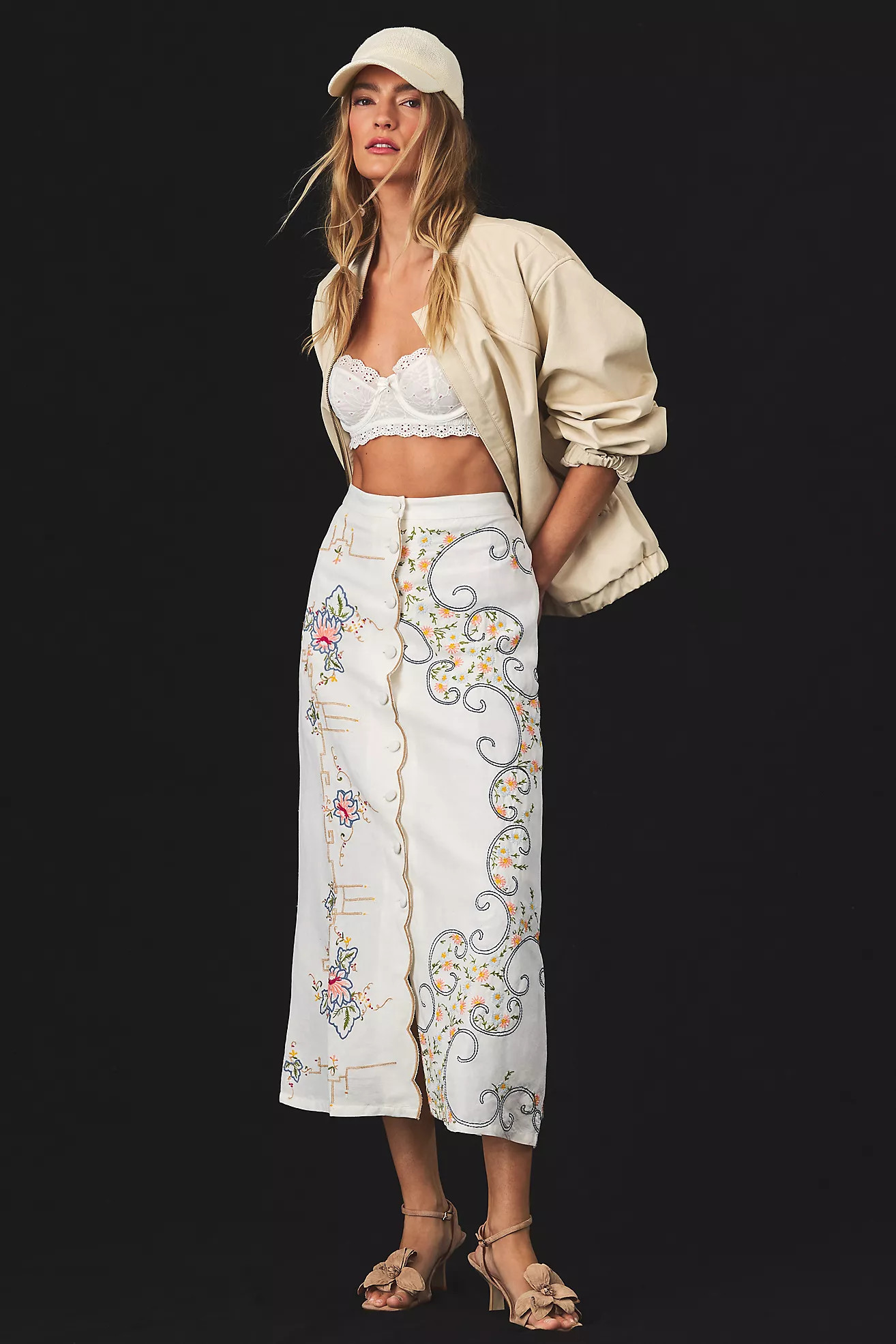By Anthropologie Scalloped Buttondown Skirt | Anthropologie (US)