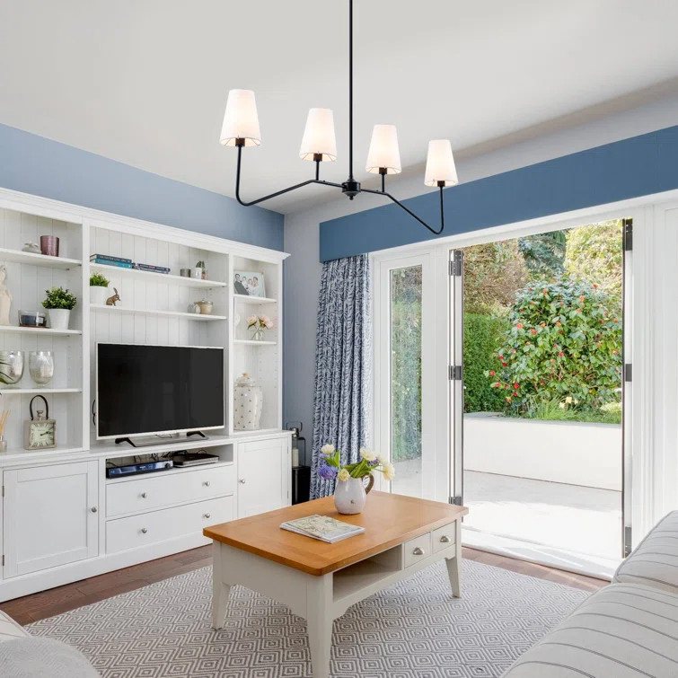 4 - Light Kitchen Island Linear Pendant Classic Linear Chandelier Fabric | Wayfair North America