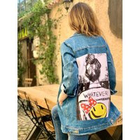 Plus Size Jacket, 0x Denim 1x Big Fancy 2x Women's Clothing, Black White Printed Jean, 3x, 4x Oversized Coat | Etsy (US)