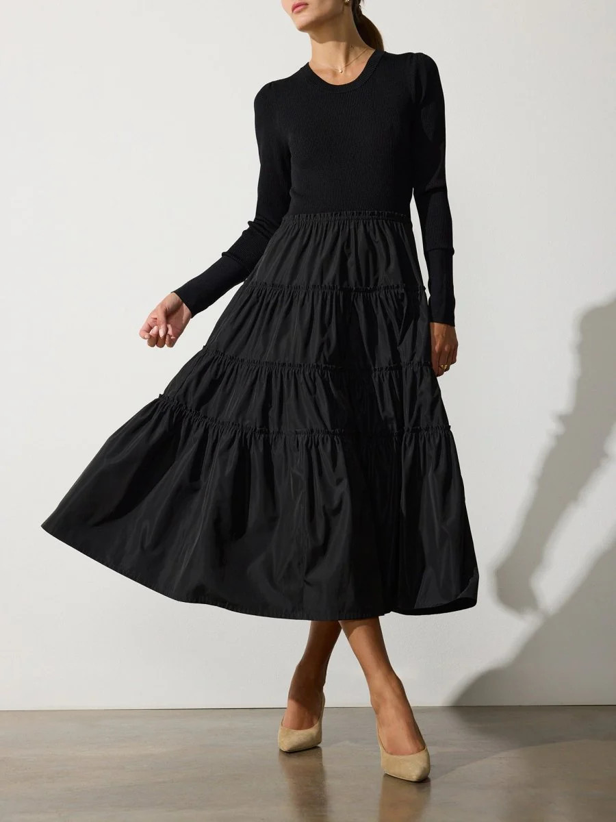 Women's Ava Tiered Dress in Black Onyx Combo | Brochu Walker | Brochu Walker