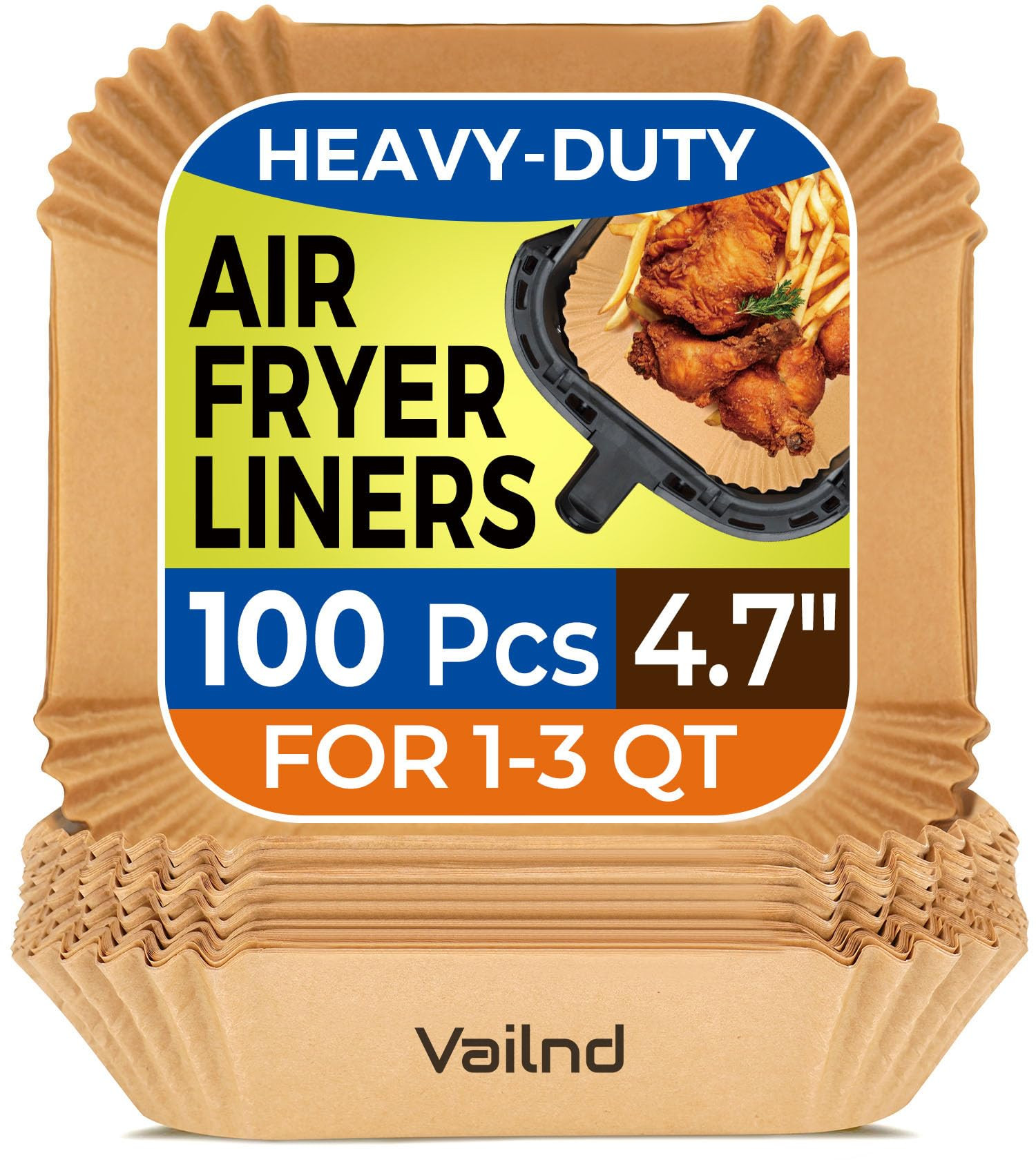 Small Air Fryer Liners Disposable, 2 QT Parchment Paper for COSORI 2.1 Qt Air Fryer, 100PCS 4.7 Inch Square Baking Paper Sheets for Mini Airfryer Basket | Amazon (US)