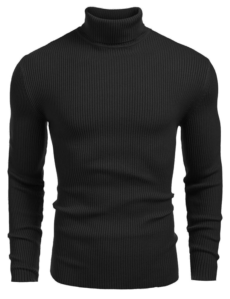COOFANDY Mens Ribbed Slim Fit Knitted Pullover Casual Turtleneck Sweater | Amazon (US)