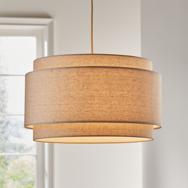 Avery Natural Linen Double Drum Pendant Light + Reviews | Crate & Barrel | Crate & Barrel