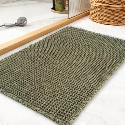 Waffle Bath Mat, Super Absorbent, Non-Slip Bath Mat, Super Soft, Machine Washable, Bath Mat With Tassels | Wayfair North America