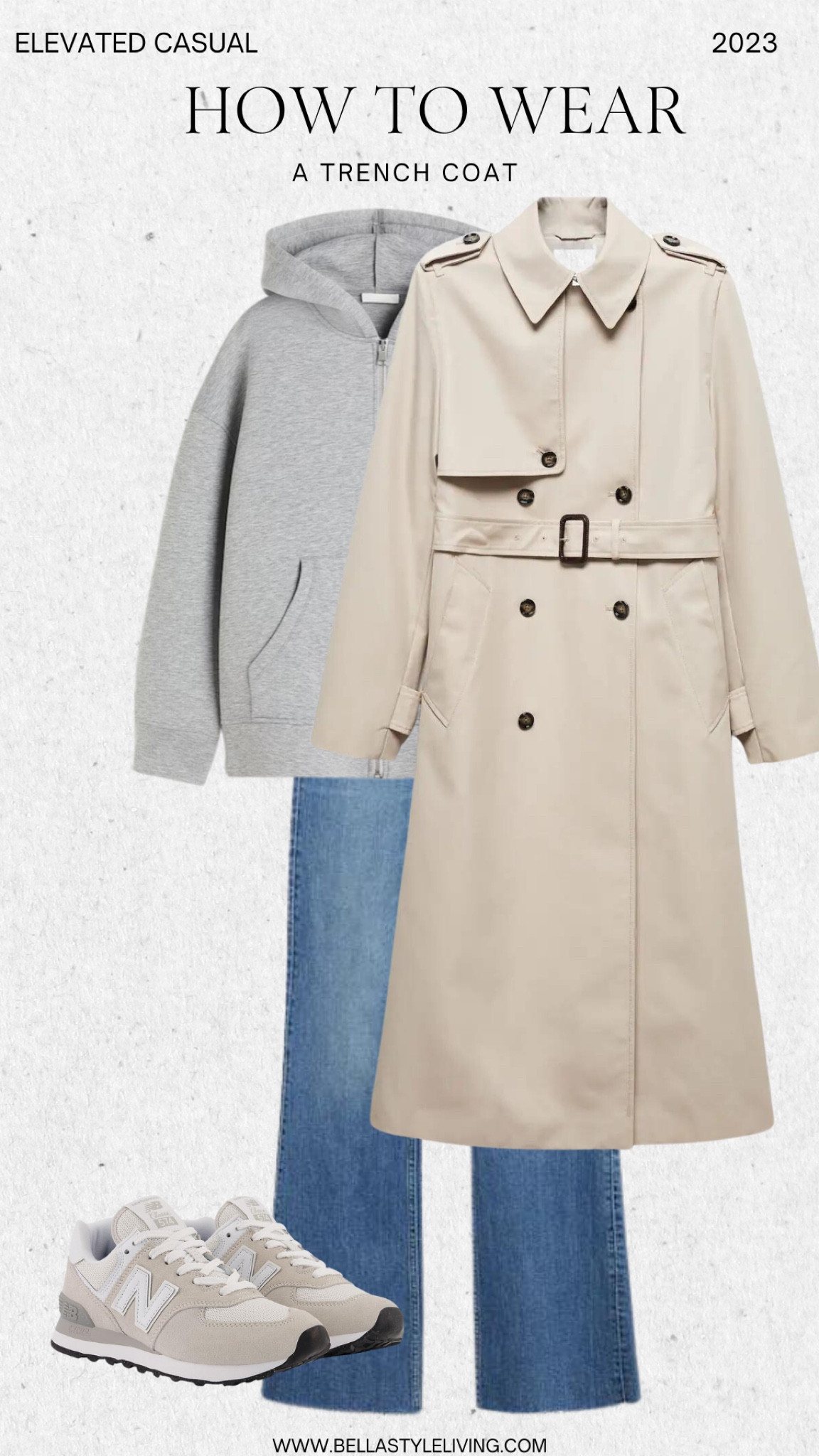 How to style a trench coat | new balance sneakers | grey hoodie outfit | jeans 

#LTKstyletip #LTKfindsunder100 #LTKfindsunder50