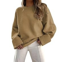 LILLUSORY Women's Crewneck Oversized Sweaters Fuzzy Knit Chunky Warm Pullover Sweater Top | Amazon (US)