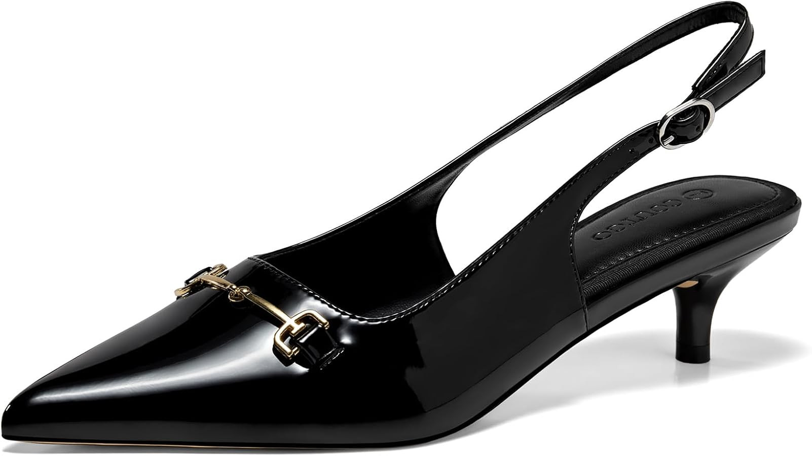 Coutgo Womens Slingback Kitten Heels Low Heel Dress Shoes Closed Pointed Toe Metal Chain Office W... | Amazon (US)