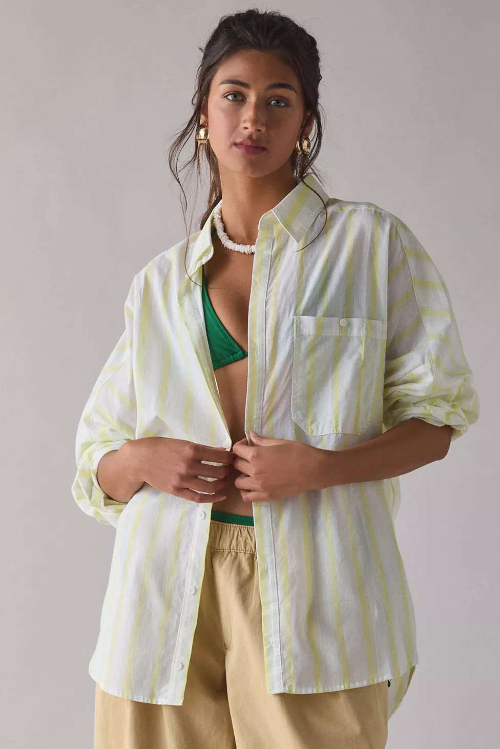 BDG Alex Breezy Cotton Oversized Button-Down Shirt | Urban Outfitters (US and RoW)