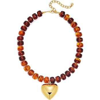 Trendy Beaded Necklaces for Women with Gold Heart Pendant | Amazon (US)