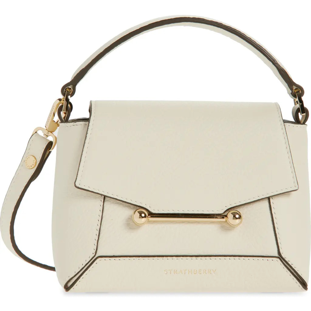 Strathberry Nano Mosaic Grained Leather Top Handle Bag in Vanilla at Nordstrom | Nordstrom