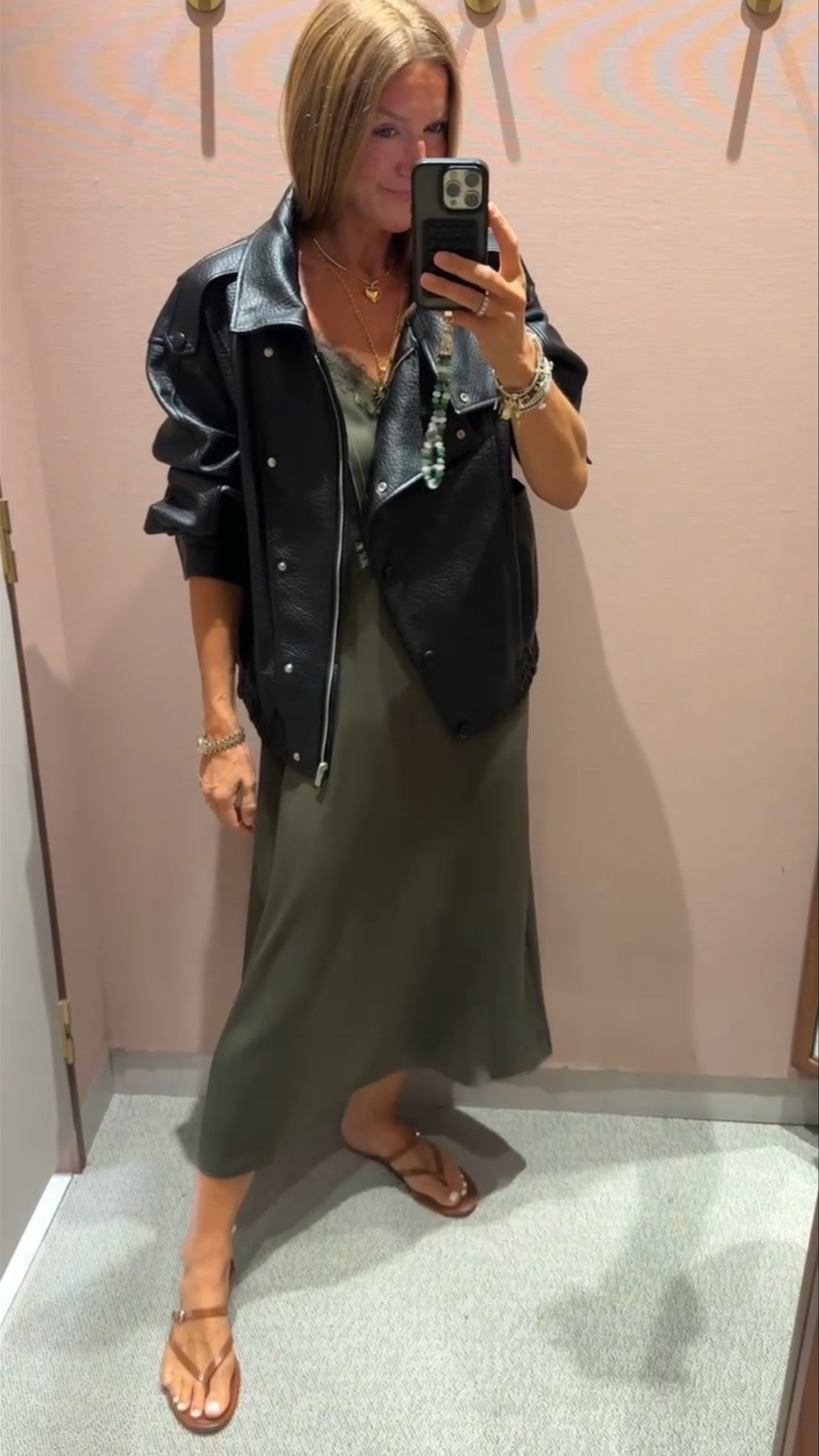 A slip dress and a funnel neck leather jacket from M&S

#LTKautumn #LTKdresses #LTKstyletip