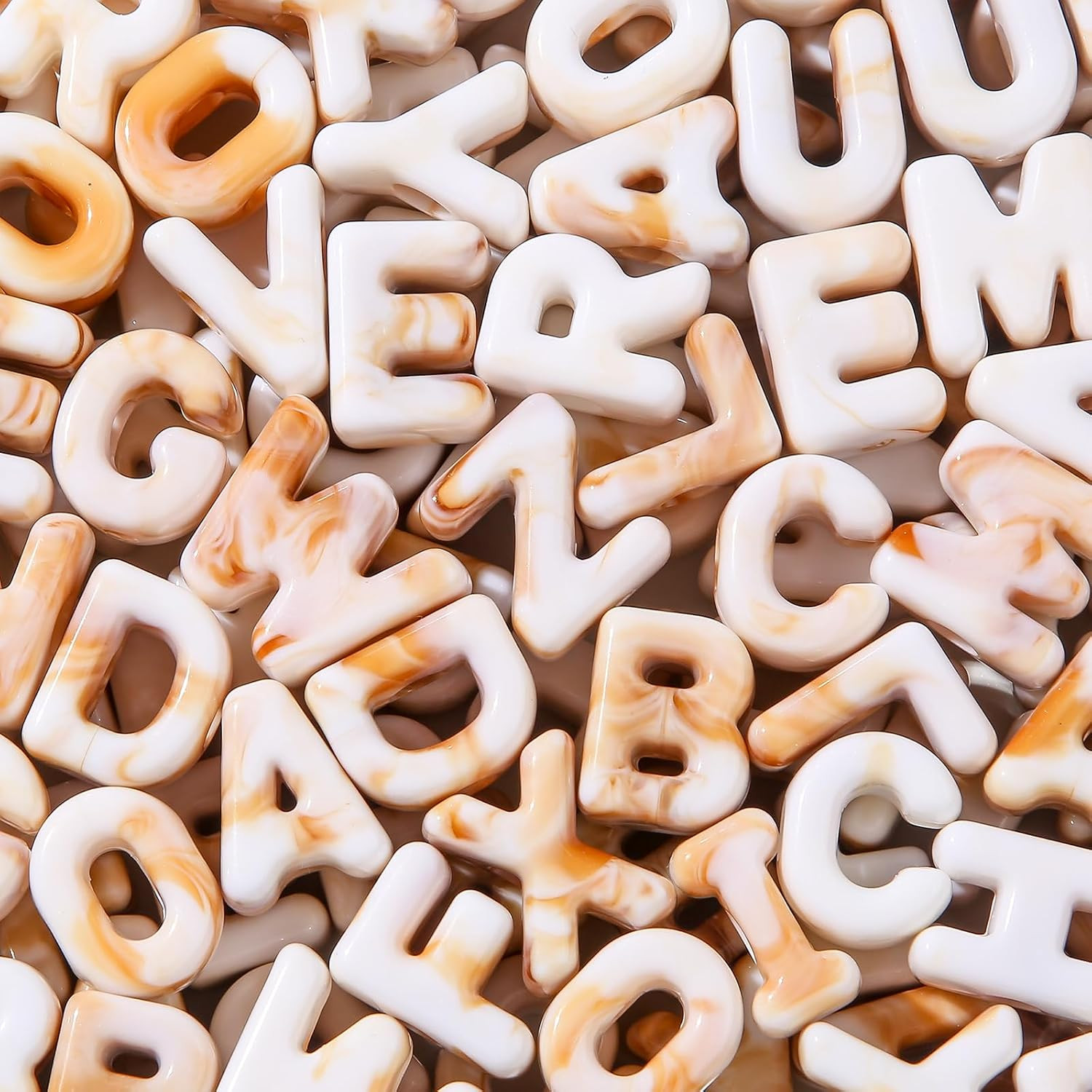 500g/160pcs Large Hole Letter Beads,Big Alphabet Shaped Beads Color Cloud Letter Beads,Large Hole Chunky Letter Bead for Keychains Purse Bag Charm Kit Backpack (Cloud-Khaki) | Amazon (US)