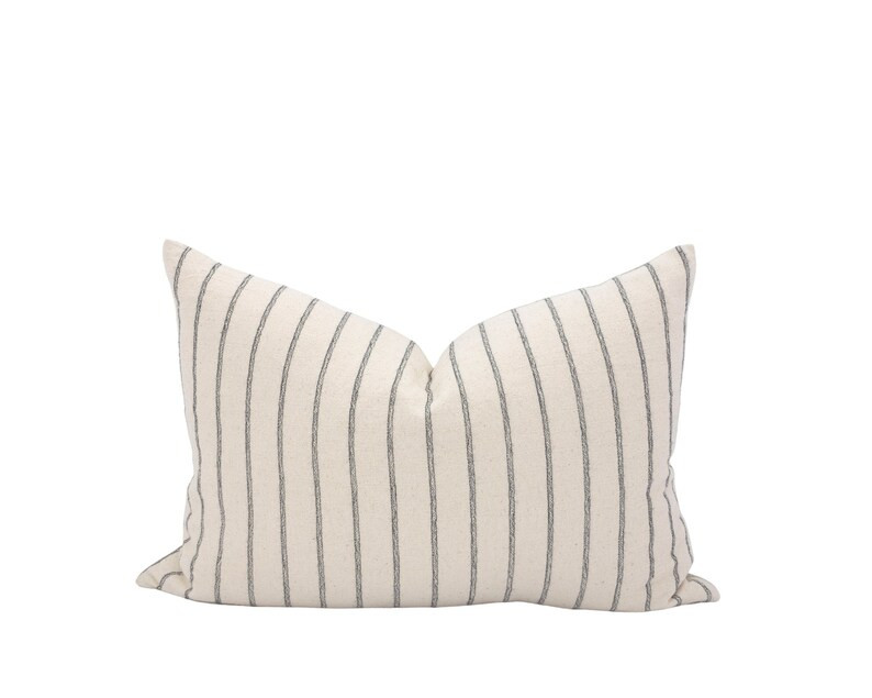 OLIVER || Black Stripe Pillow Cover Cream and Black Stripe Modern Stripe Pillow Cover Stripe Lumb... | Etsy (US)