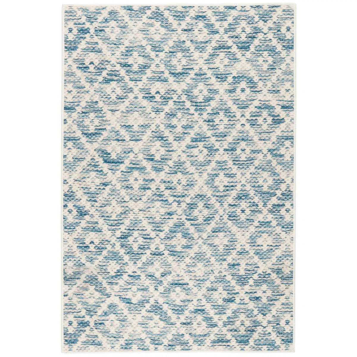 Melange Diamond Blue Machine Printed Washable Rug | Wayfair North America