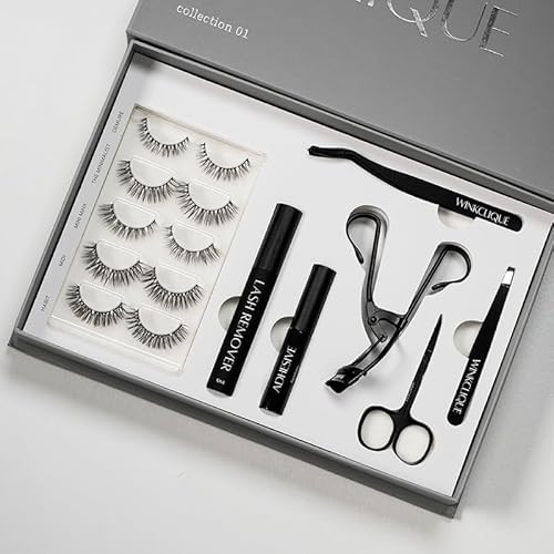 WinkClique Starter Kit - Natural Beauty - False Eyelash Complete Kit With Tools and 5 Lash Styles (Collection 01) | Amazon (US)