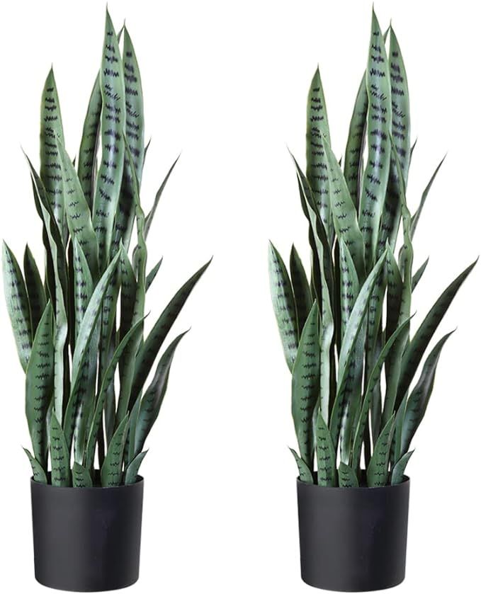 Fopamtri Artificial Snake Plant 38 Inch Fake Sansevieria Trifasciata with 32 Leaves Faux Plant fo... | Amazon (US)