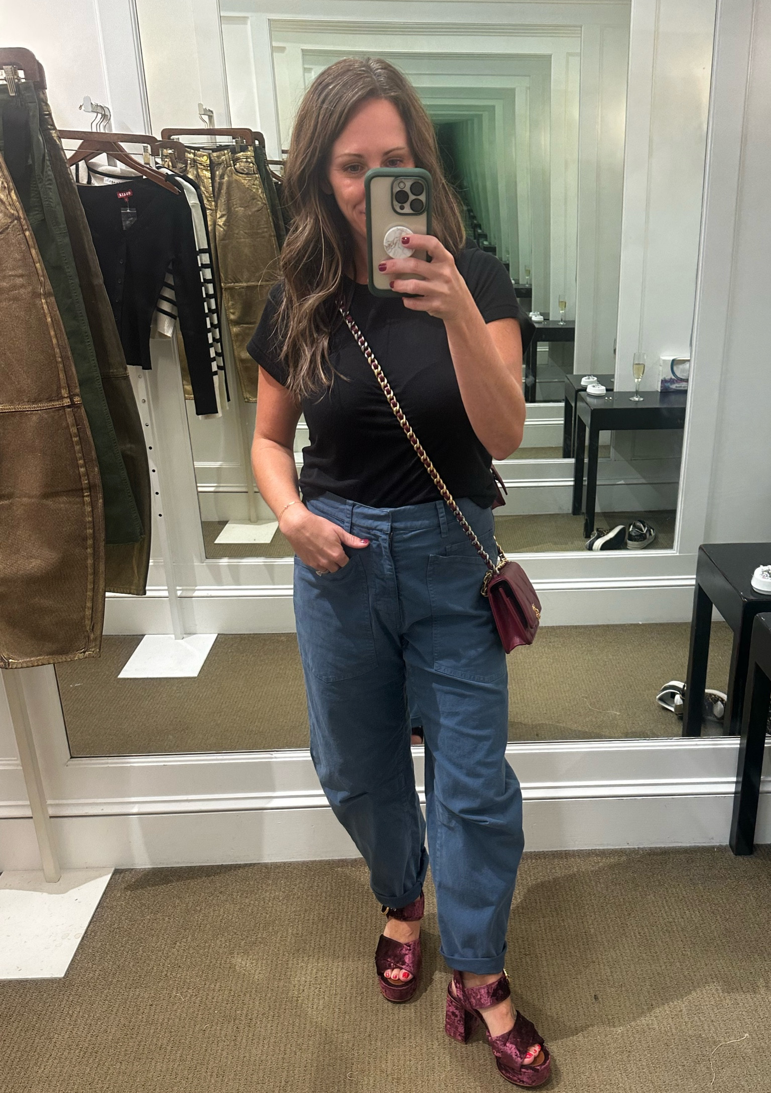 Loving the fit of these Nili Lotan pants. Paired with platform sandals and a tight tee. I sized down to 00 in the pants. 

#LTKstyletip #LTKSeasonal