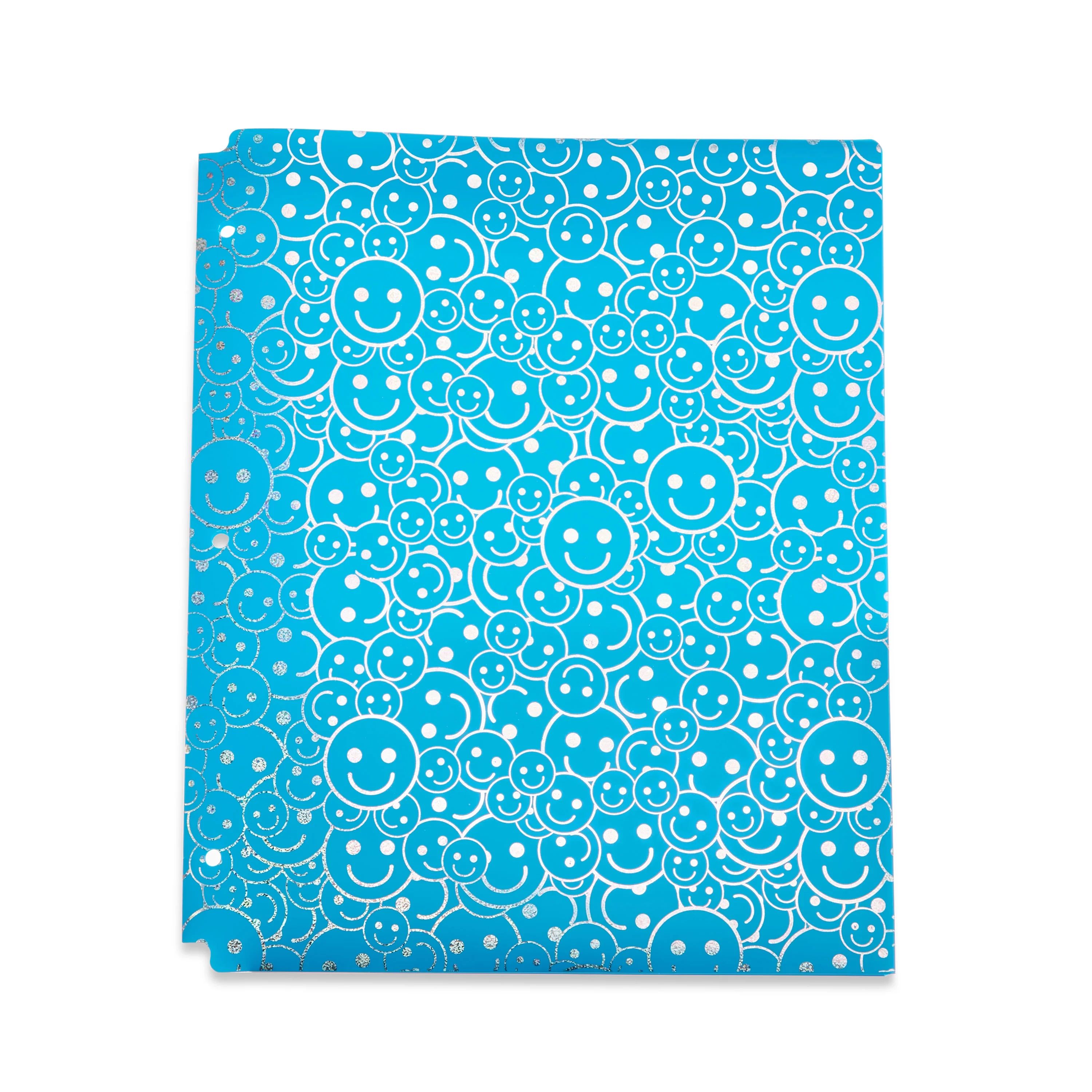 Pen+Gear 2-Pocket Poly Folder, Blue with Foil Smiley Faces - Walmart.com | Walmart (US)