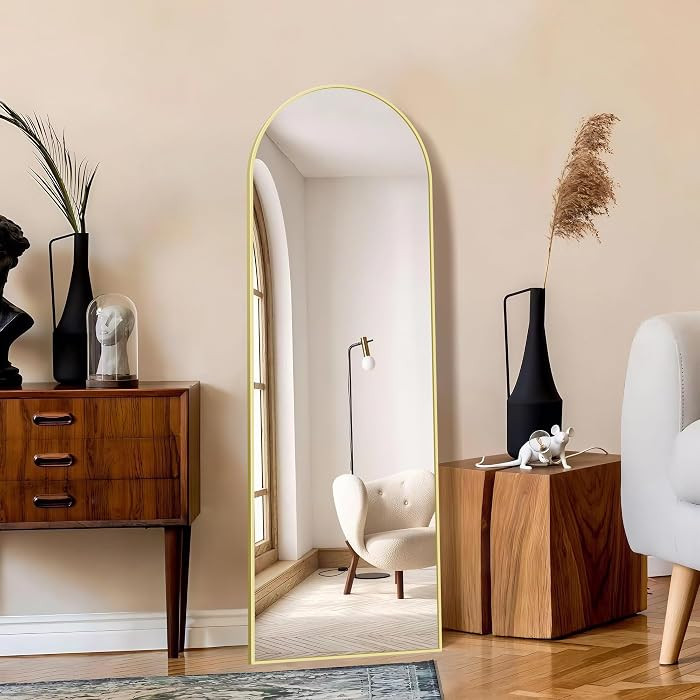 KOCUUY Arched Full Length Mirror, 64" x 21" Full Body Mirror Floor Length Mirror, Gold Standing M... | Amazon (CA)