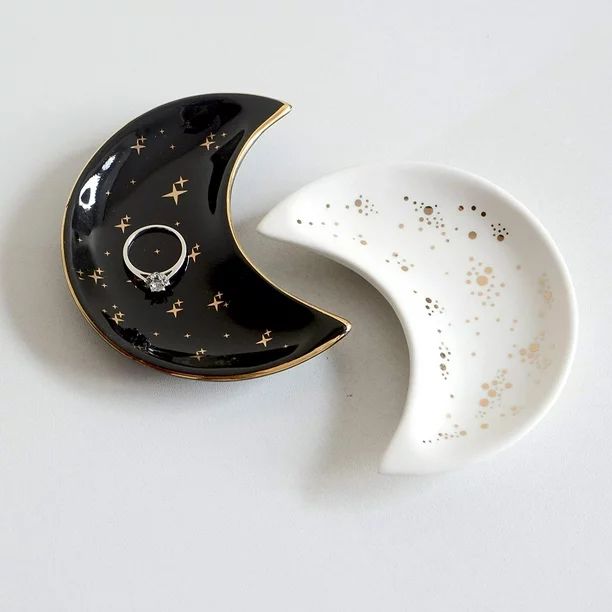 Small Moon Jewelry Dish Tray, Set of 2, Decorative Ceramic Trinket Dish, Modern Accent Tray for V... | Walmart (US)