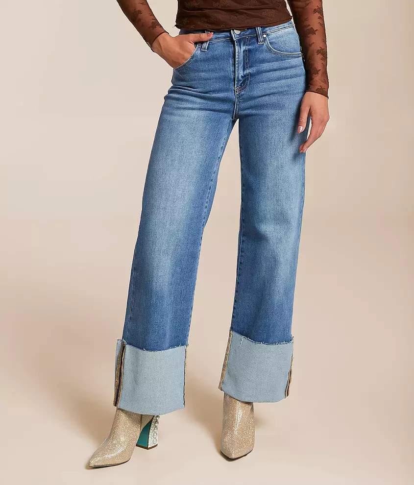 High Rise Wide Leg Stretch Cuffed Jean | Buckle