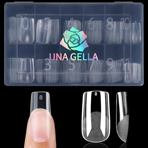 UNA GELLA Nail Tips Square Fake Gel Nails 120pcs Pre-buff Matte Square Full Cover False Nail Tips Clear Acrylic Nails No C Curve S quare Tips for Press on Nail Extensions Home DIY Salon 12 Sizes | Amazon (US)