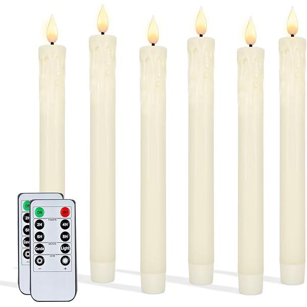 Homemory 6 PCS LED Flameless Taper Candles Flickering With Moving Wicks, Real Wax Window Candles Bat | Amazon (US)