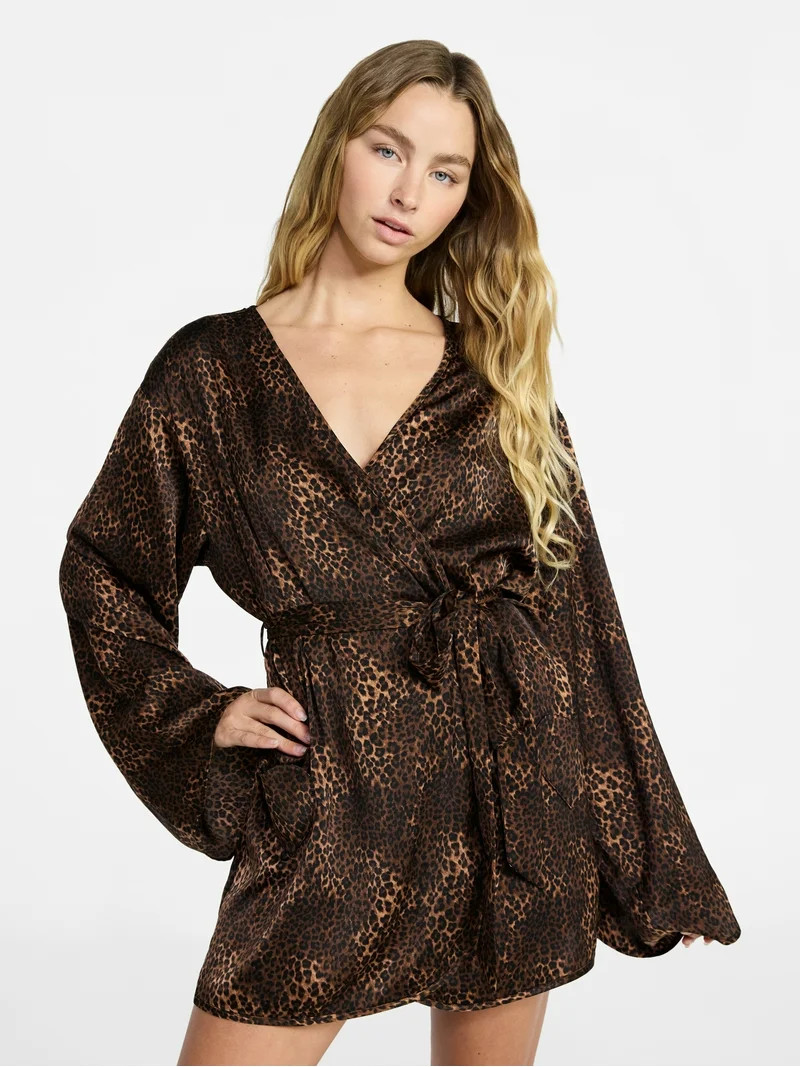 No Boundaries Sleepwear Satin Robe, Women's size XS - XXL | Walmart (US)