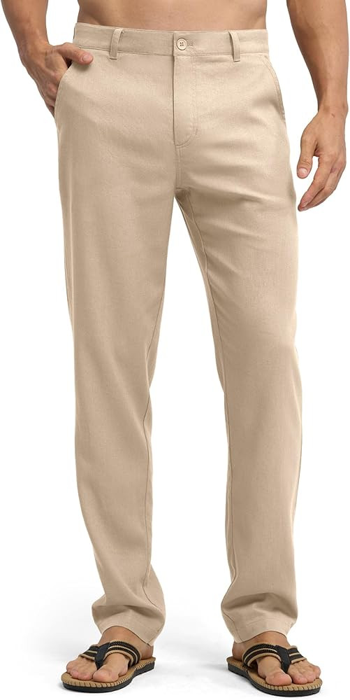 Willit Men's Linen Pants Casual Linen Dress Pants Beach Summer Lightweight Trousers 28" 30" 32" | Amazon (US)