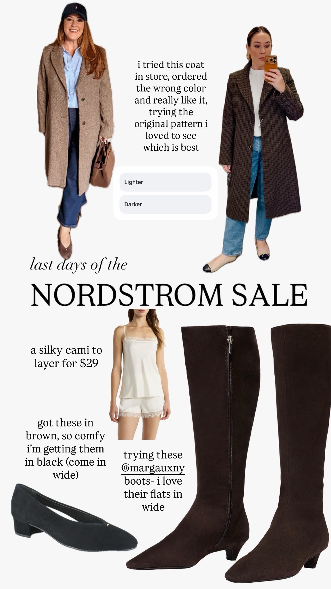 Last days of the Nordstrom anniversary sale! Ordering a few last pieces that I have been eyeing.

Ralph Lauren coat – 12 
Satin lace tank – large 
Barbour jacket- size down one
Suede dress 12