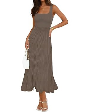 MEROKEETY Women's Summer Midi Dress 2026 Spring Sleeveless Pleated A Line Casual Business Work Co... | Amazon (US)