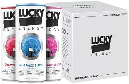 Lucky Energy Drink Variety Pack - Slush Series (Cherry, Blue Razz, Strawberry) - Zero Sugar, 0 Ca... | Amazon (US)