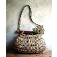 Large Antique French Fishing Basket Rustic Wicker Creel Vinage Shoulder Bag With Strap | Etsy (US)