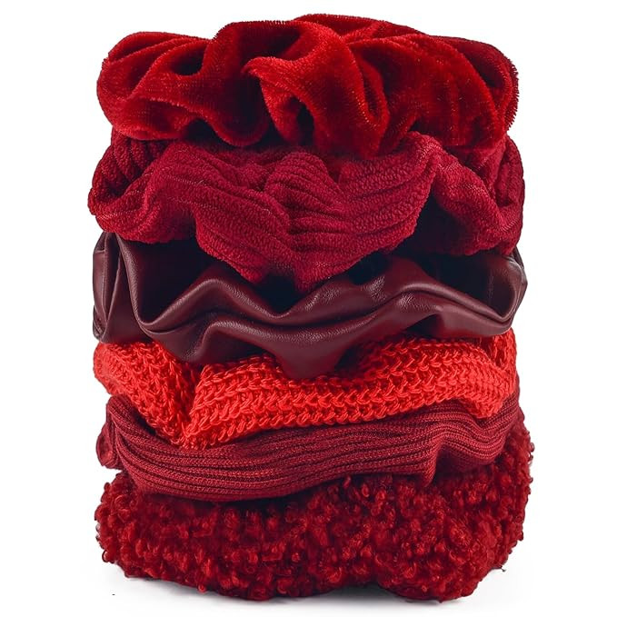 Scrunchies for Women Girls 6Pcs Red Velvet Scrunchies for Thick Hair Ultra Textured Soft Corduroy... | Amazon (US)