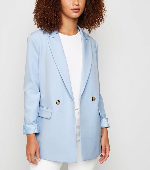 Pale Blue Scuba Double Breasted Blazer
						
						Add to Saved Items
						Remove from Saved It... | New Look (UK)