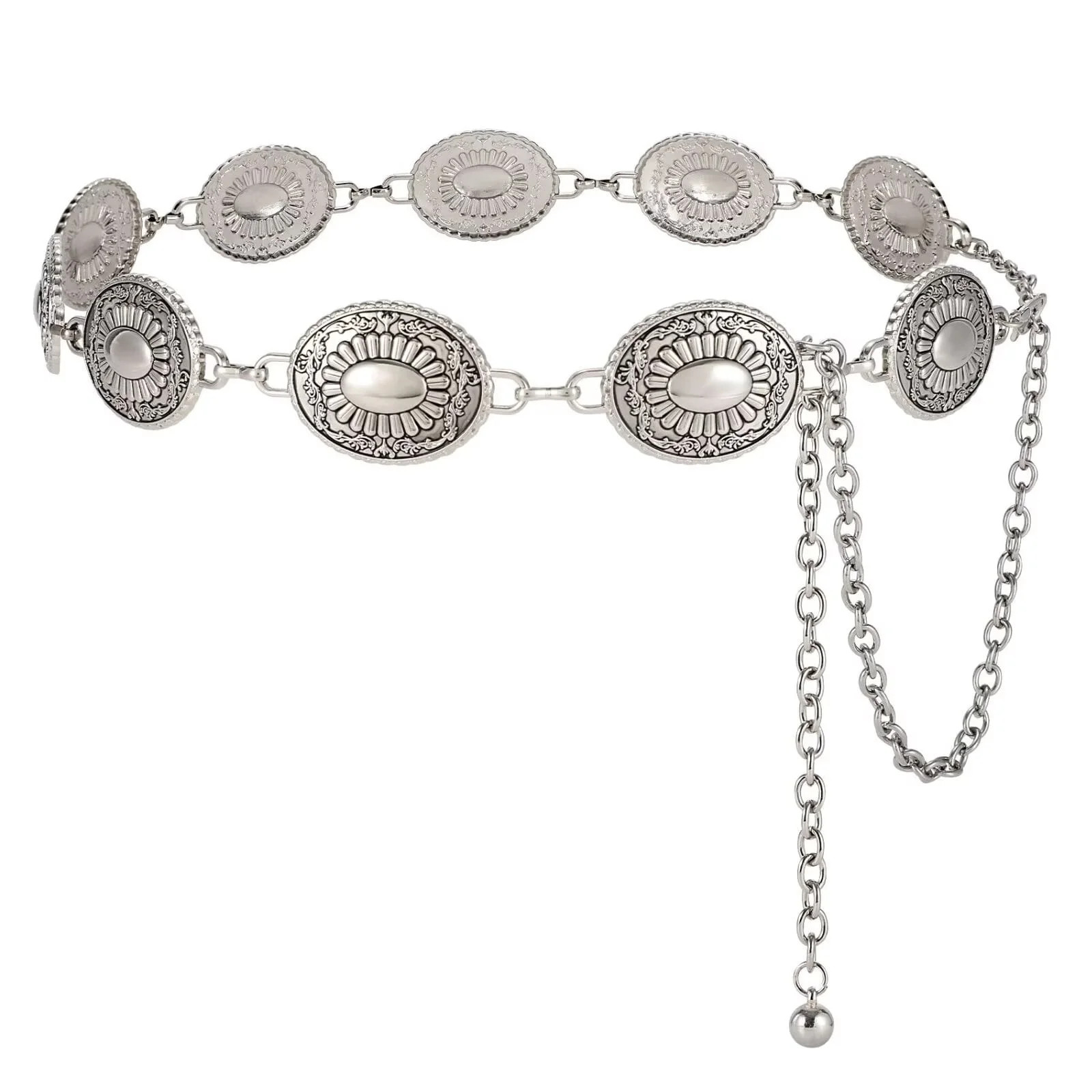 JASGOOD Women's Western Metal Concho Belt Adjustable Cowgirl Chain Belt for Dresses Jeans - Walma... | Walmart (US)