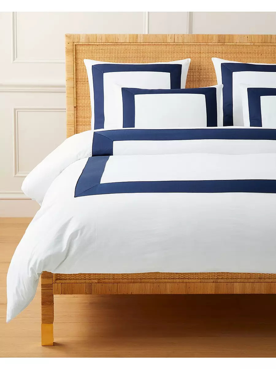 Beach Club Border Percale Duvet Cover | Serena and Lily