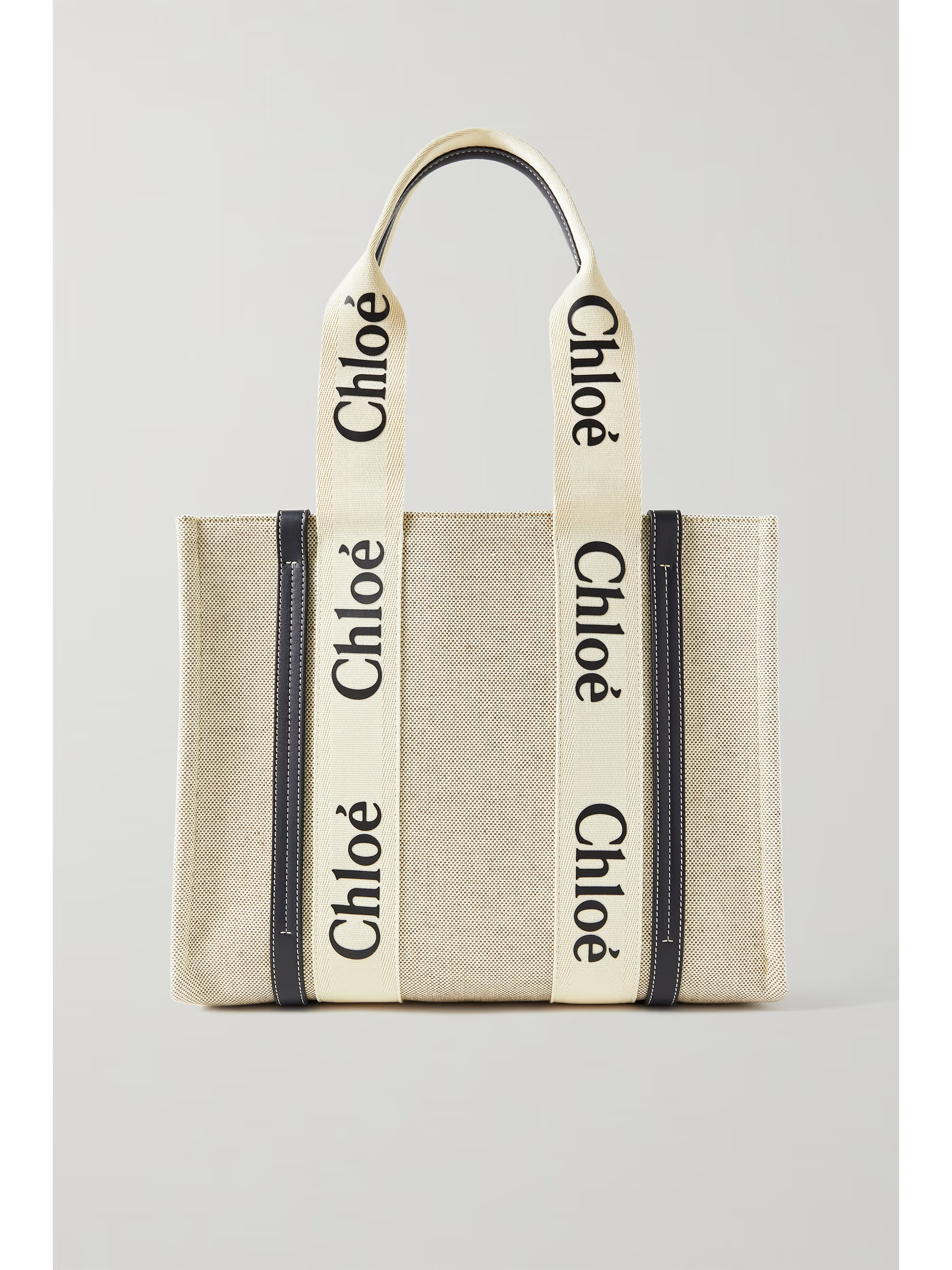 Woody medium leather-trimmed cotton-canvas tote | NET-A-PORTER (UK & EU)
