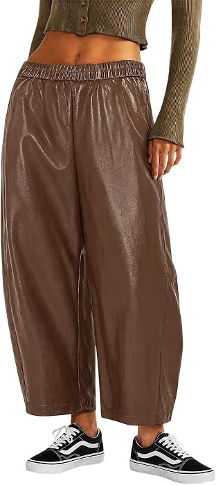 Imily Bela Business Casual Pants for Women High Waist Leather Jeans | Amazon (US)