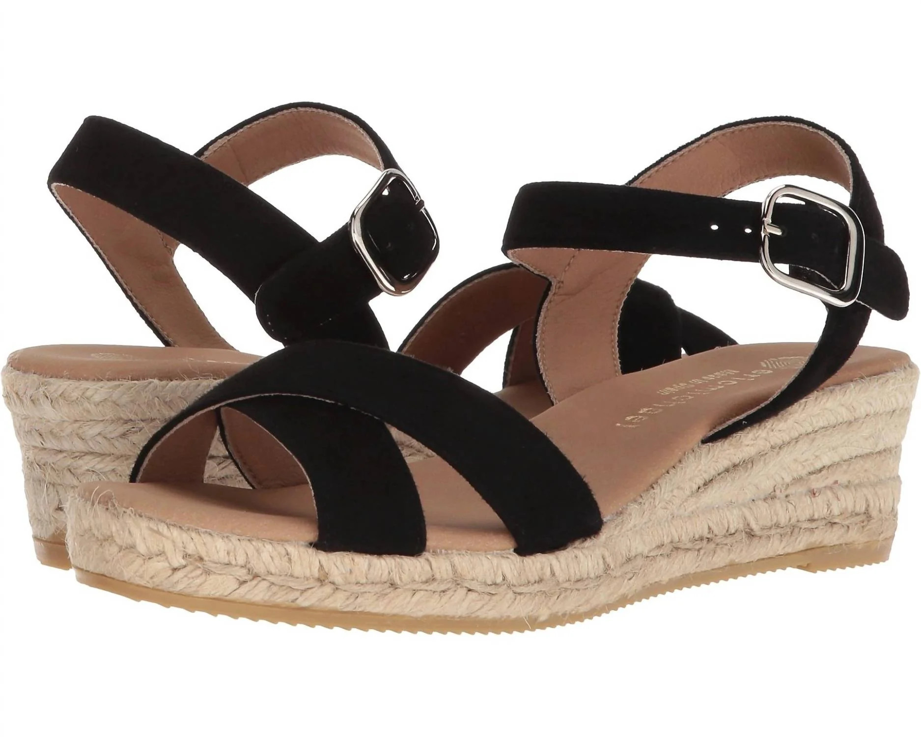 Women's Ashley Espadrille Wedge Sandals In Black | Shop Simon
